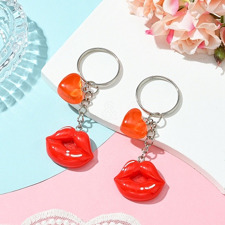 2Pcs Resin Pendants Keychain KEYC-YW00191-02-1