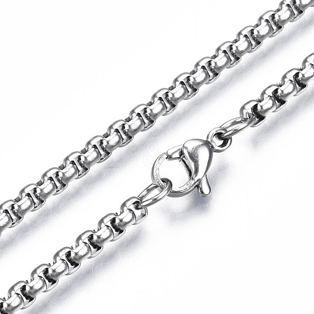 Non-Tarnish 201 Stainless Steel Box Chains Necklace with Lobster Claw Clasps for Men Women STAS-T062-01-1