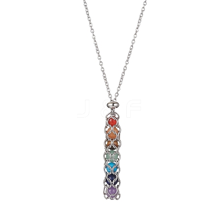 Natural Mixed Gemstone Chakra Theme Necklace NJEW-JN04576-01-1