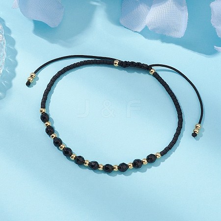 Natural Black Onyx Braided Beaded Bracelets BJEW-JB11420-05-1