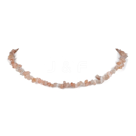 Natural Sunstone Chip Beaded Necklace NJEW-JN04616-05-1