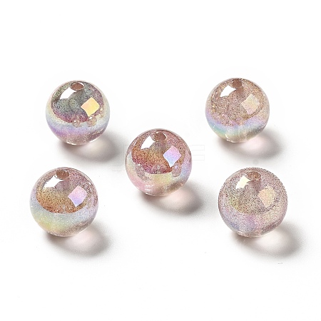 UV Plating Transparent Rainbow Iridescent Acrylic Beads OACR-D010-01B-1