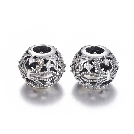 Hollow 925 Sterling Silver European Beads OPDL-L017-001TAS-1