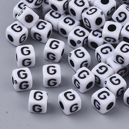 White Opaque Acrylic Beads LS-X-MACR-R869-02G-1