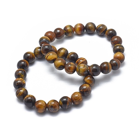 Natural Tiger Eye Bead Stretch Bracelets BJEW-K212-C-028-1