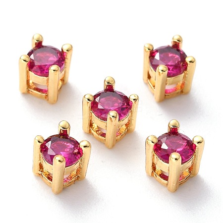 Brass inlaid Cubic Zirconia Slide Charms ZIRC-F125-02D-G-1