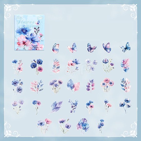 60Pcs PVC Self-Adhesive Flowers Stickers PW-WG3B3DC-04-1