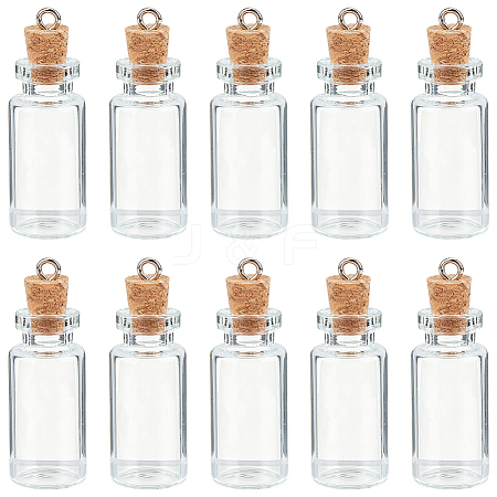 10Pcs Column Empty Glass Wishing Bottle Pendants AJEW-SC0001-91-1