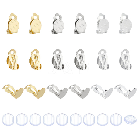 36Pcs 3 Colors 304 Stainless Steel Clip-on Earring Findings STAS-ME0001-63-1