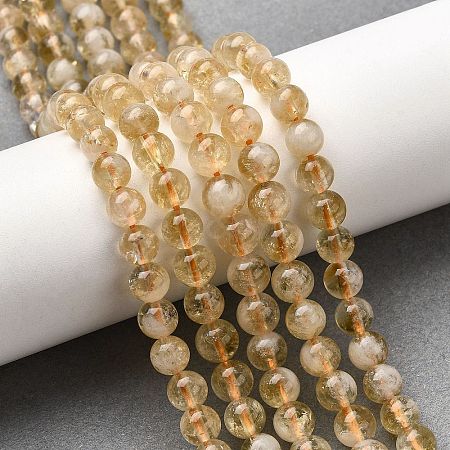 Heated Natural Citrine Beads Strands G-D323-A01-6mm-B-1