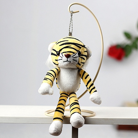 Cartoon PP Cotton Plush Simulation Soft Stuffed Animal Toy Tiger Pendants Decorations HJEW-K043-07-1