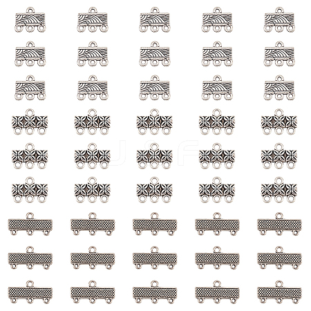 120pcs 3 styles Tibetan Style Alloy Flower/Rectangle Chandelier Component Links FIND-GO0003-62-1