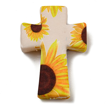 Cross with Flower Silicone Focal Beads SIL-G006-02A-1