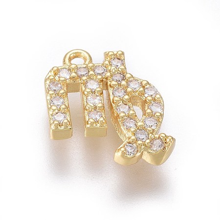 Golden Plated Brass Micro Pave Cubic Zirconia Charms ZIRC-L075-51A-1