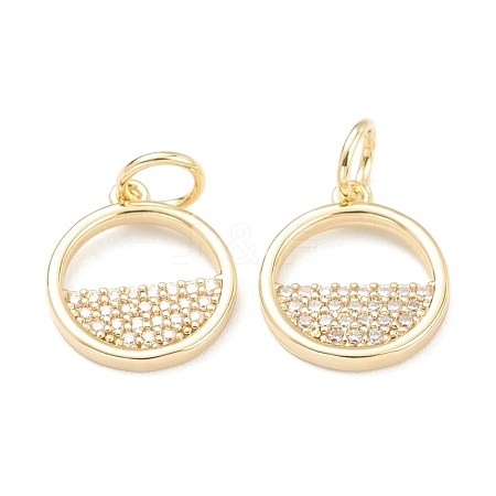 Brass Micro Pave Clear Cubic Zirconia Charms ZIRC-B010-33G-1