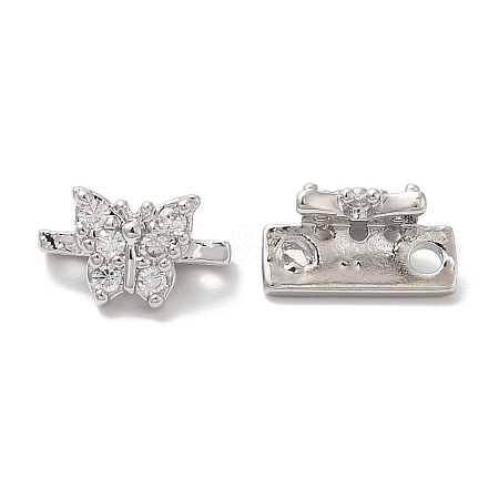 Brass Micro Pave Clear Cubic Zirconia Connector Charms KK-B074-03P-1