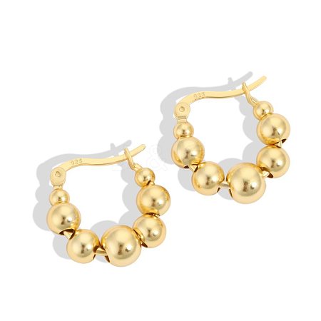 925 Sterling Silver Hoop Earrings for Women EJEW-P231-92G-1