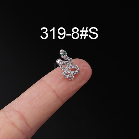 316L Surgical Stainless Steel Clear Cubic Zirconia Cartilage Earrings WG107EC-20-1