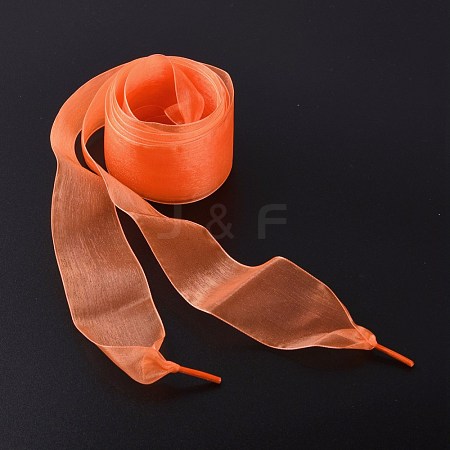 Flat Transparency Polyester Chiffon Shoelaces DIY-WH0265-04L-1
