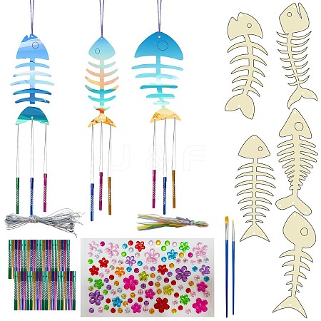 DIY Wood & Aluminium Round Tube Wind Chime Making Kits DIY-WH20038-010-1