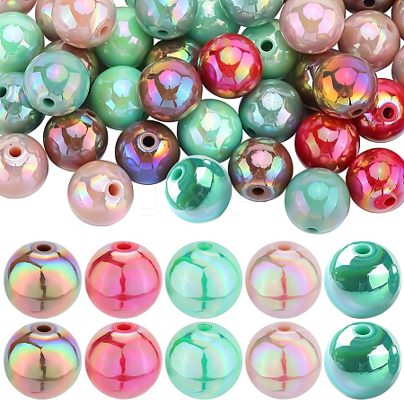 Christmas Theme 100Pcs 5 Colors Opaque Acrylic Beads MACR-SP0001-01B-04-1