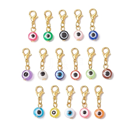 16Pcs 16 Styles Evil Eye Resin Pendant Decorations HJEW-JM01952-01-1