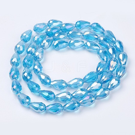 Electroplate Glass Beads Strands EGLA-D015-12x8mm-22-1