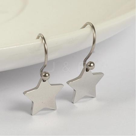 Star 304 Stainless Steel Dangle Earrings EJEW-O040-03P-1