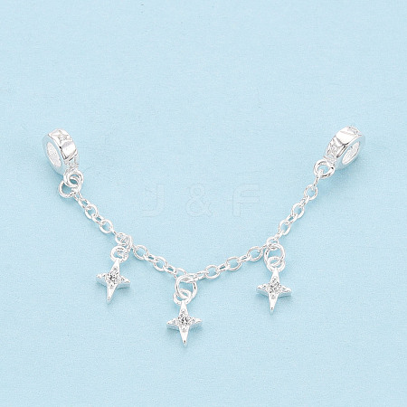 925 Sterling Silver Micro Pave Clear Cubic Zirconia Chain Extenders STER-N016-54S-1