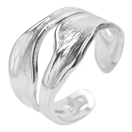 Minimalist Stainless Steel Snake-shaped Open Cuff Ring for Women YW0533-1-1