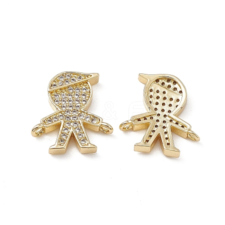 Brass Micro Pave Clear Cubic Zirconia Connetor Charms KK-E068-VB031-1