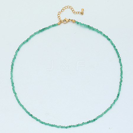 Natural Green Aventurine Faceted Round Beaded Necklaces GJ4349-7-1