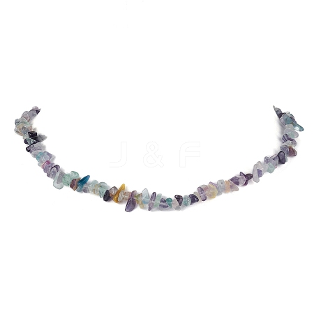 Natural Fluorite Chip Beaded Necklace NJEW-JN04615-11-1