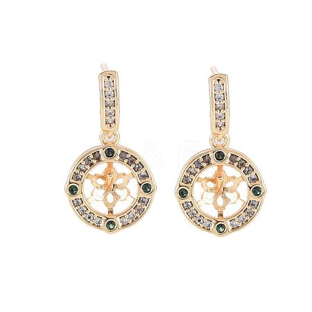 Brass Micro Pave Cubic Zirconia Stud Earring Findings KK-S364-063-1