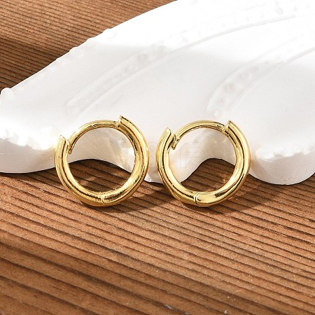 Brass Huggie Hoop Earrings KK-D063-04G-1