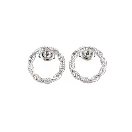 304 Stainless Steel Hollow Ring Stud Earrings for Woman EJEW-N097-003P-1