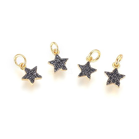 Brass Micro Pave Cubic Zirconia Charms X-ZIRC-G150-15A-1