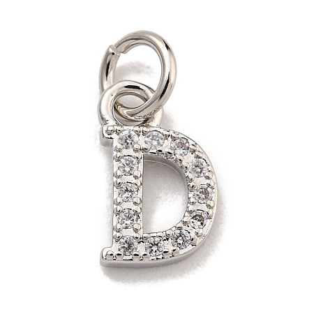 Initial Letter Brass with Cubic Zirconia Charms KK-Q814-26D-P-1