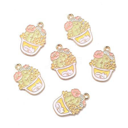 Alloy Enamel Pendants ENAM-D023-08KCG-1