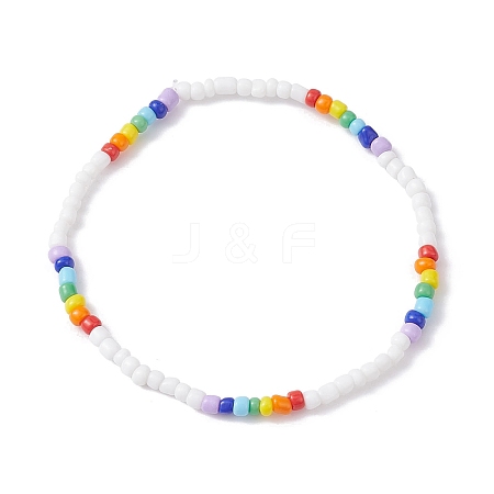 Glass Seed Beaded Stretch Bracelets BJEW-JB09975-01-1