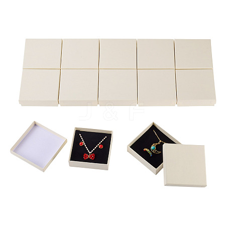 12Pcs Cardboard Paper Jewelry Storage Boxes with Sponge CON-TA0001-33B-1