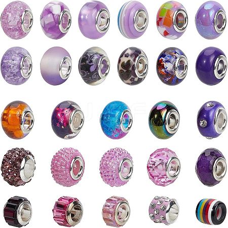 Acrylic & Resin & Polymer Clay Rhinestone European Beads FPDL-NB0001-02C-1