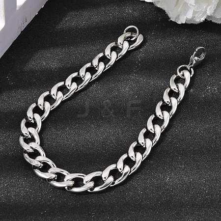 201 Stainless Steel Curb Chain Bracelets for Men STAS-T077-22B-02P-1
