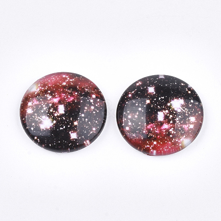 Starry Sky Pattern Printed Glass Cabochons GGLA-N004-25mm-D50-1