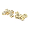 Brass Micro Pave Clear Cubic Zirconia Fold Over Clasps KK-Z080-02G-2