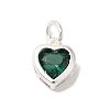 925 Sterling Silver Cubic Zirconia Heart Charms with Jump Rings FIND-U013-10S-01-1