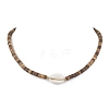 Summer Natural Shell and Coconut Heishi Beaded Necklaces NJEW-JN05177-2