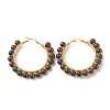 Natural Mahogany Obsidian Beaded Hoop Earrings for Women EJEW-C003-03H-RS-1