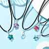 Glass Star Pendant Necklaces NJEW-JN04570-02-5