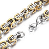 Ion Plating(IP) Two Tone 201 Stainless Steel Byzantine Chain Bracelets BJEW-S057-94B-3